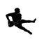 Silhouette of a male rugby plater with a ball. Silhouette of rugby man athlete in sport action.