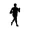 Silhouette of a male rugby plater with a ball. Silhouette of rugby man athlete in sport action.