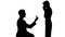 Silhouette of male shadow making proposal to surprised lady, marriage offer