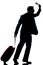 Silhouette man business traveler hurrying late