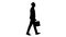 Silhouette Man in casual walking with briefcase.