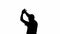 Silhouette of man clapping hand. Applauding person on white background