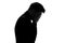 Silhouette of man crying being sad having depression
