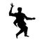 Silhouette of man dance lindy hop. Retro dancer for poster, flyer studio of social dances. Vector black and white illustration.