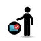Silhouette man with email envelope check mark