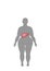 A silhouette of a man with excessive weight is drawn a liver. vector illustration.