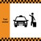 Silhouette of a man hailing a taxi while holding luggage, icon vector