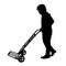 Silhouette of man with Hand Trolley vector