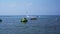 Silhouette of a Man Having Fun on Flyboard in the Sea.