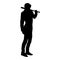 Silhouette of a man in the hood with a baseball bat,  on white background