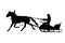 Silhouette of man with horse drawn sled