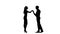 Silhouette of man kissing woman\'s hand. Slow