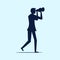 Silhouette of a man looking through a binoculars. concept