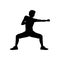 Silhouette man martial arts defense position punch