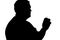 Silhouette of a man with overweight with an apple in his hand