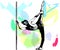 Silhouette of man and pole. Pole dance illustration for fitness, striptease dancers, exotic dance