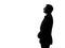 Silhouette man profile serious looking up