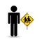 Silhouette man road sign school zone icon