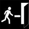 silhouette of a man running to the emergency exit