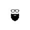 Silhouette of man`s head with moustache and beard in hipster glasses. Black brutal, savage avatar