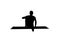 Silhouette man in seated marichyasana yoga pose stretching leg and spine exercise.