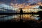 Silhouette of a man on the sports court of beach