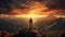 Silhouette of man standing on a mountain top