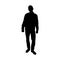 Silhouette of a man with a tilted head in black on a white background. Isolated. Vector