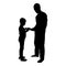 Silhouette man transmits thing to boy father male give book gadget smartphone son children take something dad relationship family