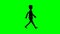 Silhouette man walk cycle on green screen animation