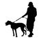 Silhouette of Man Walking His Dog