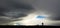 Silhouette of man watching huge storm and clouds in Iceland