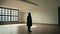 silhouette Man Wearing A Hood In An Empty Room