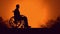 Silhouette of man in wheelchair at sunset