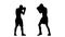 Silhouette of man on white background fight two champions boxers