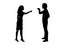 Silhouette man and woman blame each other