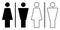 Silhouette of a man and a woman. Couple outline icon. Articles symbol, marriage silhouette, toilet icons, romantic icon isolated