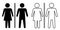 Silhouette of a man and a woman. Couple outline icon. Articles symbol, marriage silhouette, toilet icons, romantic icon isolated