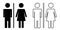 Silhouette of a man and a woman. Couple outline icon. Articles symbol, marriage silhouette, toilet icons, romantic icon isolated