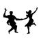 Silhouette of man and woman dancing a swing, lindy hop, social dances. The black and white vector illustration.