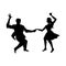 Silhouette of man and woman dancing a swing, lindy hop, social dances. Vector illustration.