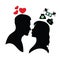 Silhouette of man and woman. Psychology of relations.