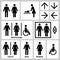 Silhouette Man and Woman public access vector icons set