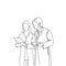 Silhouette Man And Woman Scientists In White Coats Reading Document Analysis Doodle Researchers Working