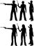 Silhouette man woman shoot target pistol