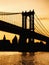 Silhouette of the Manhattan Bridge in New York at sunset