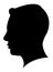 Silhouette of a mans head in black, vector