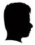Silhouette of a mans head in black, vector