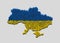 Silhouette map Ukraine, flag made color dots