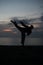 Silhouette of martial arts man training taekwondo